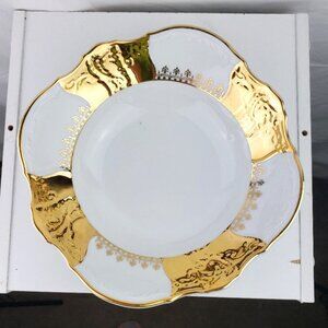 Bernadotte Czechoslovakia Gold White Serving Bowl